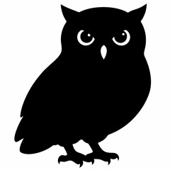 Owl vector illustration, bird  isolated on white, Snow Owl silhouette, Snow Owl vector art