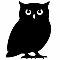 Owl vector illustration, bird  isolated on white, Snow Owl silhouette, Snow Owl vector art