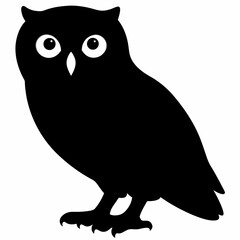 Owl vector illustration, bird  isolated on white, Snow Owl silhouette, Snow Owl vector art