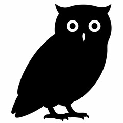 Owl vector illustration, bird  isolated on white, Snow Owl silhouette, Snow Owl vector art