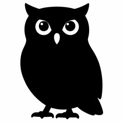 Owl vector illustration, bird  isolated on white, Snow Owl silhouette, Snow Owl vector art