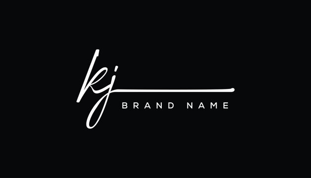 KJ letter beauty handwriting vector logo. 