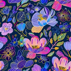 Cheerful and Inviting Flower and Leaf Seamless Design