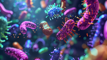 Fototapeta premium Futuristic visualization of Prebiotics promoting digestive health and enhancing gut flora