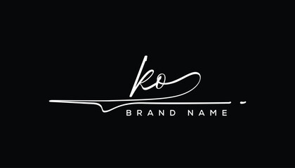 KO letter beauty handwriting vector logo. 