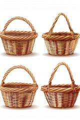 Obraz premium Wicker Baskets on White Background