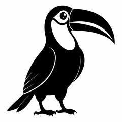 Naklejka premium Toucan vector illustration, bird isolated on white, Toucan silhouette, Toucan vector art