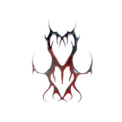 3d  rendering silver red neotribalism dark art element