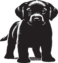 puppy silhouette - vector image puppy -black and white puppy image