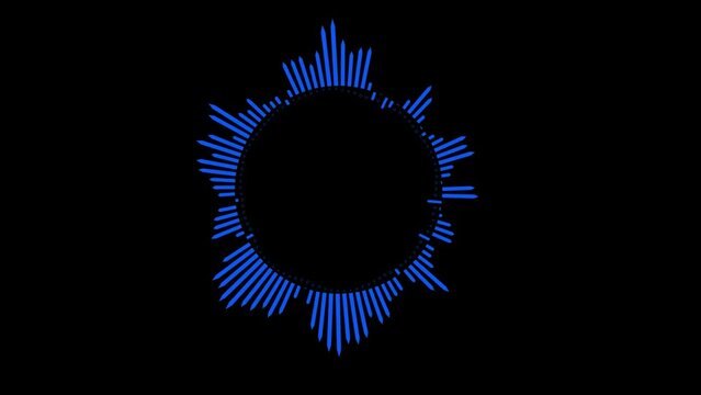 Circular interface Hud design, 4k infographic elements like music equalizer, audio waves or sound frequency in lines Tech and science, analysis theme. 