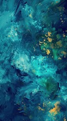 Obraz premium Abstract Blue and Green Swirls with Gold Glitter