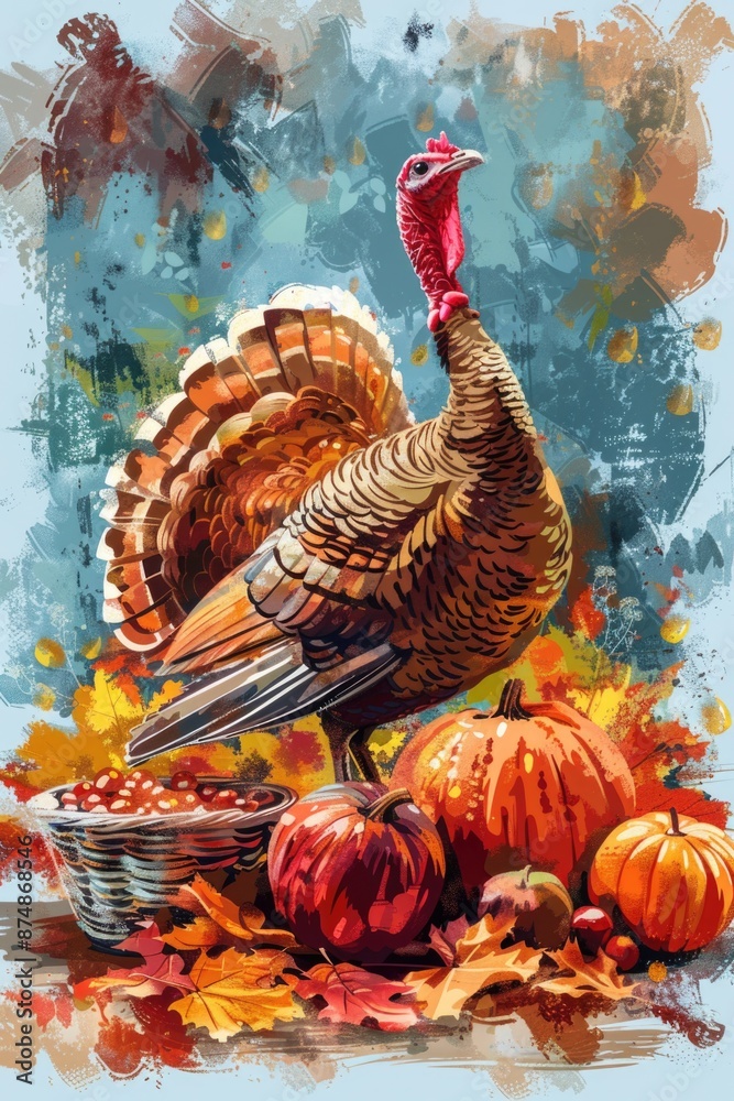 Canvas Prints Turkey with Pumpkins