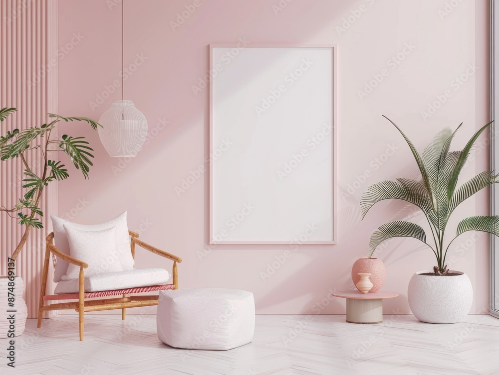 Sticker pink living room