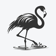 Majestic Flamingo Silhouette Against Sunset Sky