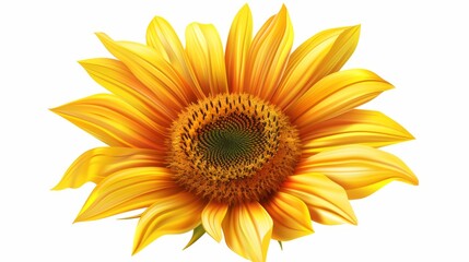 Vibrant Realistic Gold Sunflower Clipart - Flower Element Isolated on White Background