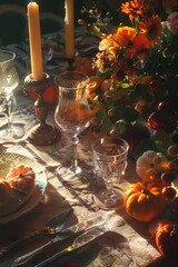 Obraz premium Thanksgiving dinner setting