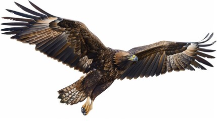 Obraz premium Majestic Golden Eagle Clipart - Realistic Bird Element Illustration Isolated on White Background.