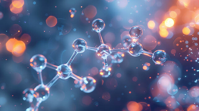 close up shot of a transparent molecular structure with subsurface scattering