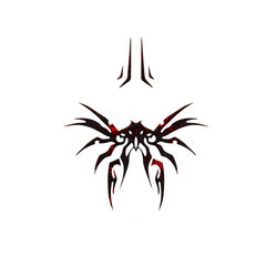 3d rendering neotribal dark red element 