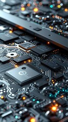 Fototapeta premium Intricate Macro Shot of Futuristic Laptop Components in Technical Style