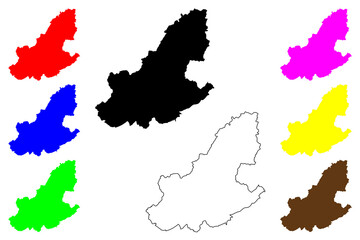 North West Leicestershire Non-metropolitan district (United Kingdom of Great Britain and Northern Ireland, ceremonial county Leicestershire or Leics, England) map vector illustration, scribble sketch