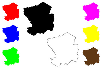 Nuneaton and Bedworth Non-metropolitan district, Borough (United Kingdom of Great Britain and Northern Ireland, ceremonial county Warwickshire or Warks, England) map vector, scribble sketch