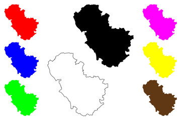 Metropolitan Borough of Rotherham (United Kingdom of Great Britain and Northern Ireland, Metropolitan and ceremonial county South Yorkshire, England) map vector illustration, scribble sketch map