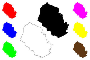 Runnymede Non-metropolitan district, borough (United Kingdom of Great Britain and Northern Ireland, ceremonial county Surrey, England) map vector illustration, scribble sketch