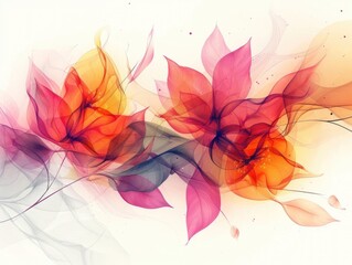 Fototapeta premium Modern vine flowers with abstract shapes and bright hues, set against a pristine white background for a fresh look