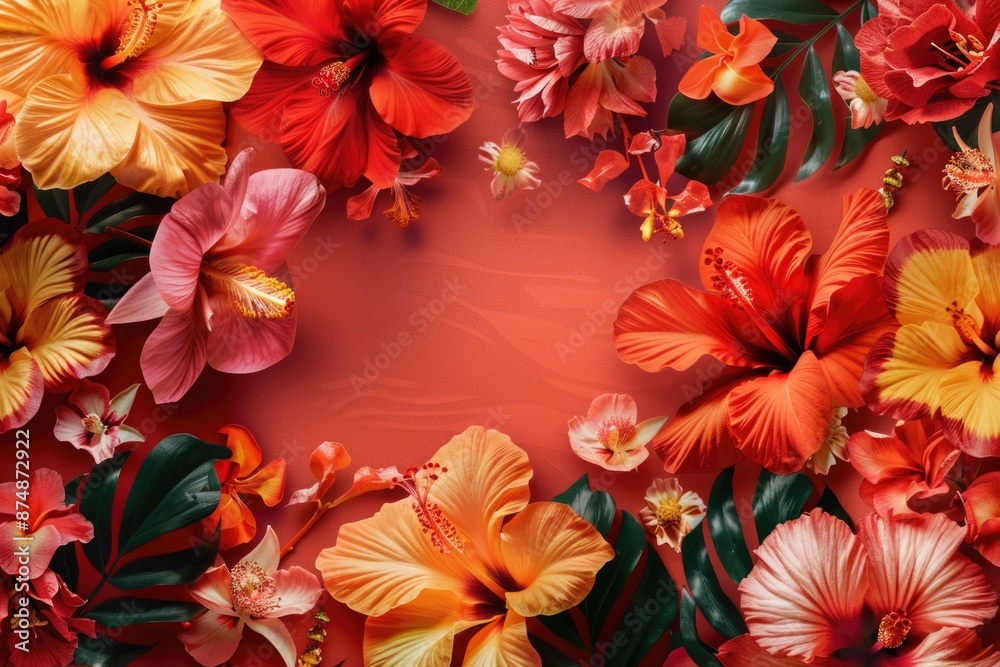 Canvas Prints Close-up of flowers on red surface