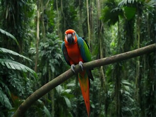  A parrot in a dense amazon forest