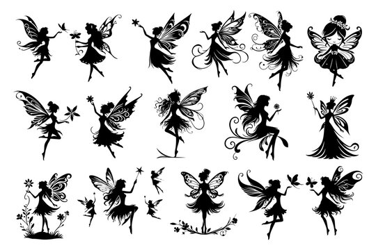 Fairy silhouette vector illustration style with white background