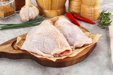 Raw chicken thigh for cooking