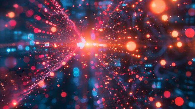 Vivid lights and particle explosion abstract background