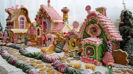 Fototapeta premium A Delightful Gingerbread Village
