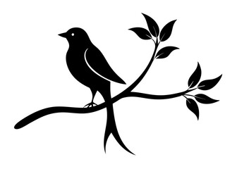  Bird on a tree branches silhouette vector illustration 