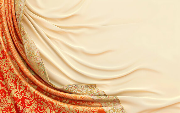 Cream and red saree background