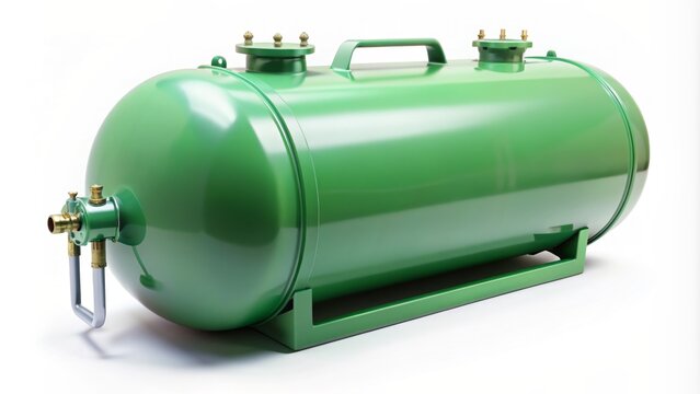 Isolated R32 refrigerant tank on a pure white background, showcasing the HFC gas known as difluoromethane, commonly used in cooling systems.