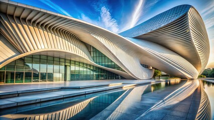 Sculptural architecture featuring unique curves and angles, Sculptural, architecture, modern, design, abstract