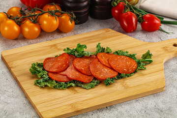 Spanish salami cured chorizo sausage