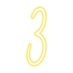 Naklejka premium Illustration of neon number. Pink luminous number 3 isolated on transparent background.