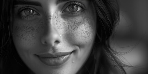 Fototapeta premium Woman with Freckles Close-up