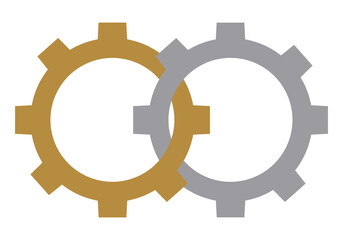 Interlocking Gears Icon, Isolated on White