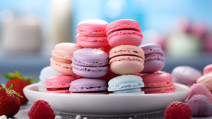 Fototapeta premium macaron dessert food photography background poster 