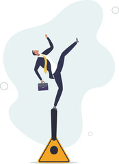 Mistake caution, business risk or problem warning, failure prevention or avoid danger concept.flat design.illustration with people.