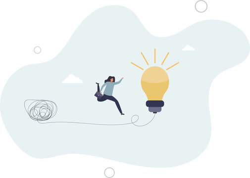 Simplify idea to find solution, thinking process or creativity to solve problem, discover easy way to understand concept.flat design.illustration with people.