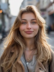Obraz premium Blonde woman with bear