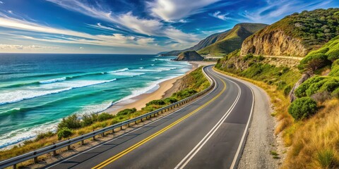 Scenic road trip along a picturesque beachside highway, Beach, Road trip, Travel, Adventure, Ocean, Coastal, Summer, Vacation