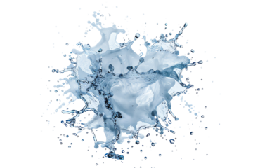 Enhance the water splash to make it look more dynamic and fluid, while keeping the focus on the central point of the image