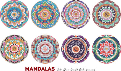 Set Of Mandalas. Vector Ethnic Oriental Circle Ornament.